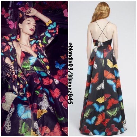 Alice + Olivia “Joss” v-neck butterfly gown 0 NWT - Picture 2 of 5